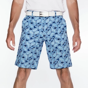 Sport Monaco Slim Fit Paisley Print Cotton Shorts - BLUE / WHITE Sport Monaco men's fashion