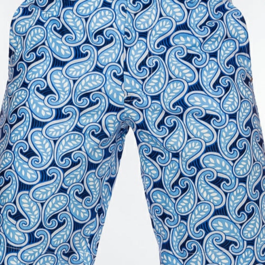 Sport Monaco Slim Fit Paisley Print Cotton Shorts - BLUE / WHITE Sport Monaco Men's Clothing