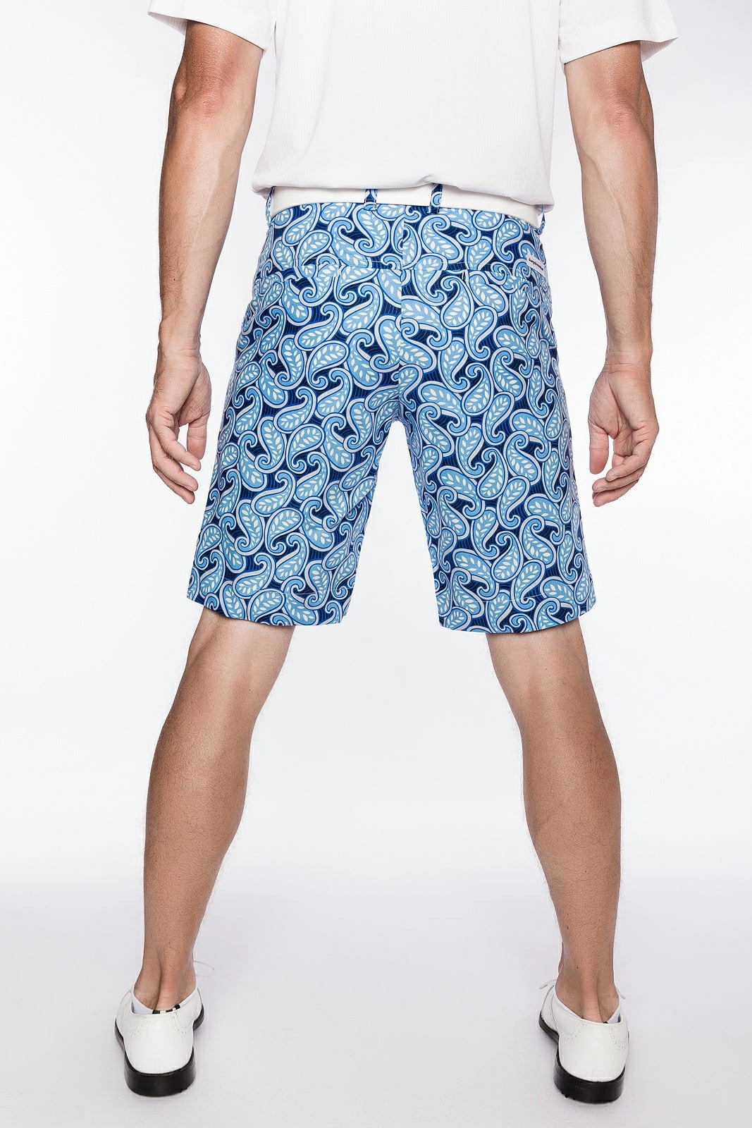 Sport Monaco Slim Fit Paisley Print Cotton Shorts - BLUE / WHITE Sport Monaco Men's Clothing