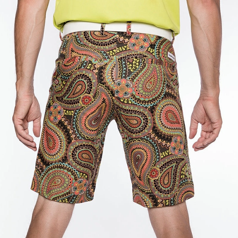Sport Monaco Slim Fit Paisley Print Cotton Shorts - MULTI Sport Monaco Men's Clothing