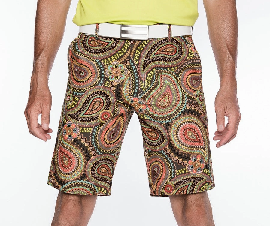 Sport Monaco Slim Fit Paisley Print Cotton Shorts - MULTI Sport Monaco men's fashion