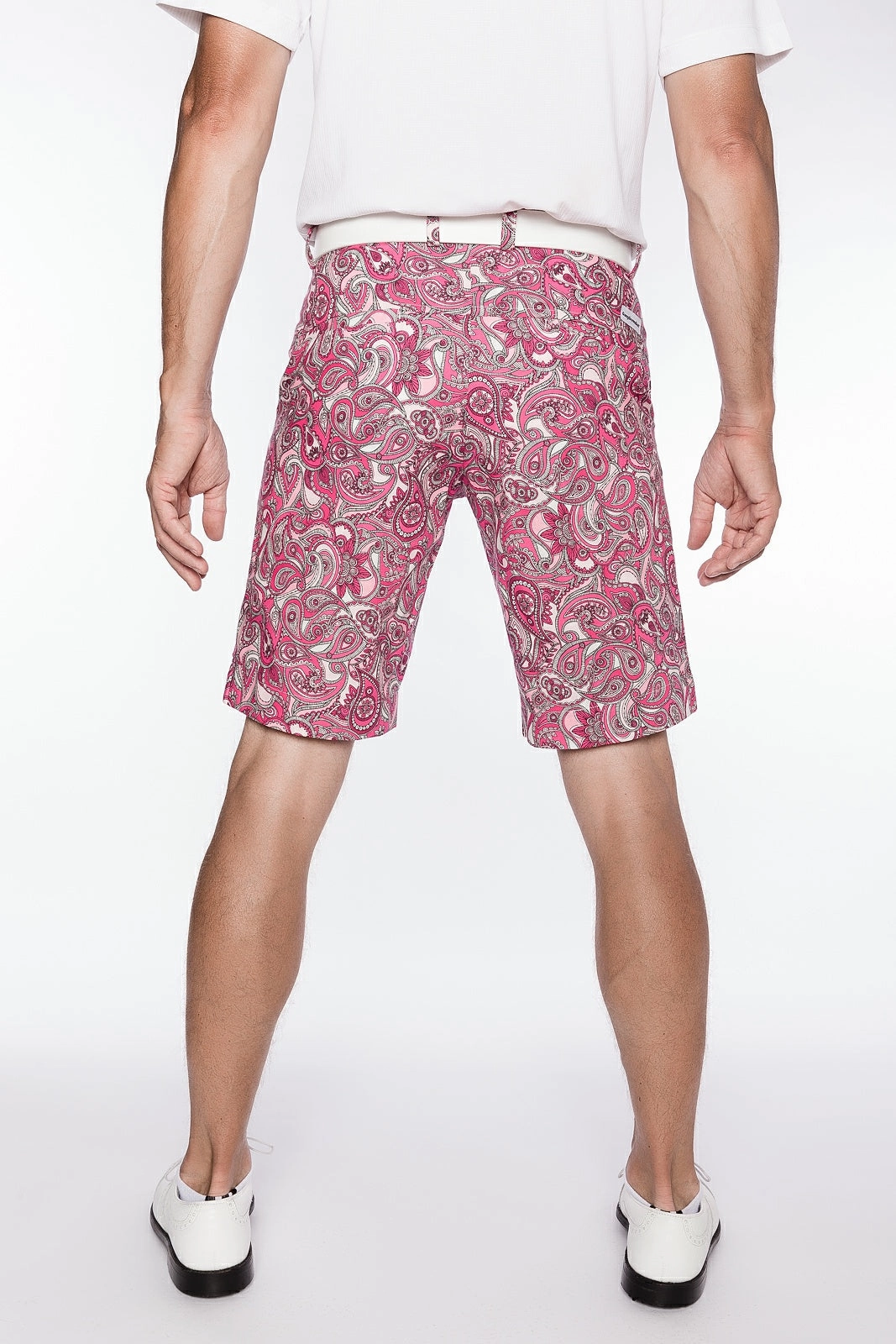 Sport Monaco Slim Fit Paisley Print Cotton Shorts - PINK/ WHITE Sport Monaco Men's Clothing