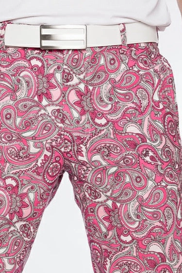 Sport Monaco Slim Fit Paisley Print Cotton Shorts - PINK/ WHITE Sport Monaco Men's Clothing
