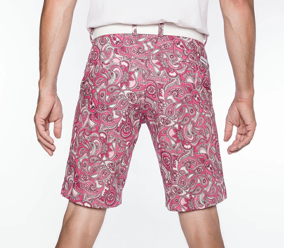 Sport Monaco Slim Fit Paisley Print Cotton Shorts - PINK/ WHITE Sport Monaco Men's Clothing