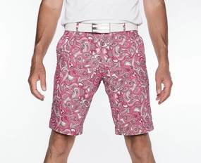 Sport Monaco Slim Fit Paisley Print Cotton Shorts - PINK/ WHITE Sport Monaco men's fashion