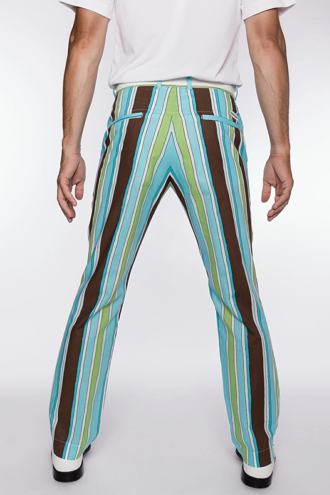 Sport Monaco Slim Fit Stripe Print Cotton Pants - BLUE / GREEN / BROWN Sport Monaco Men's Clothing