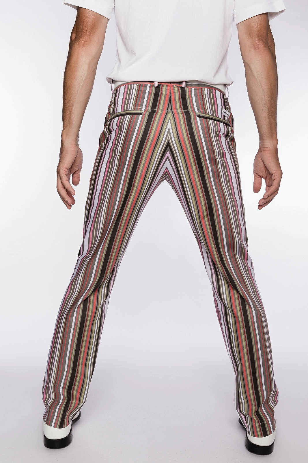 Sport Monaco Slim Fit Stripe Print Cotton Pants - PINK / GREY Sport Monaco Men's Clothing