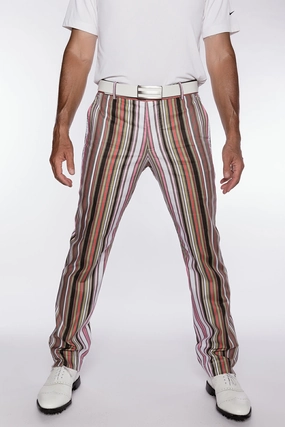 Sport Monaco Slim Fit Stripe Print Cotton Pants - PINK / GREY Sport Monaco men's fashion