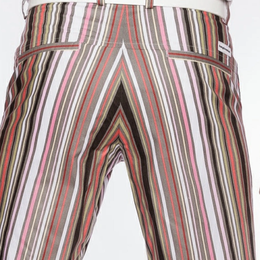 Sport Monaco Slim Fit Stripe Print Cotton Shorts - PINK / GREY Sport Monaco Men's Clothing