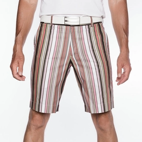 Sport Monaco Slim Fit Stripe Print Cotton Shorts - PINK / GREY Sport Monaco men's fashion