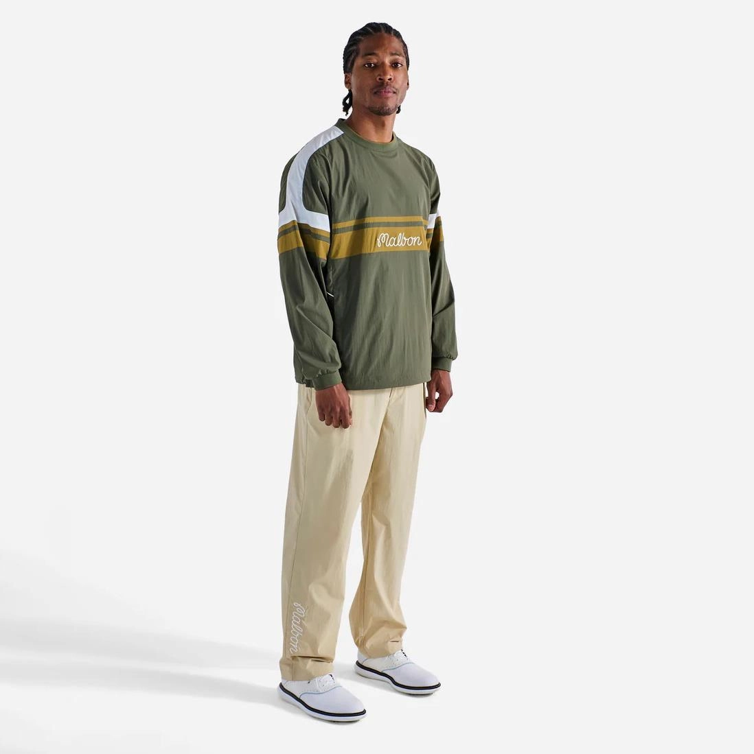 Sportiva Nylon Popover Cypress Green Malbon Men's Golf Lifestyle Wear