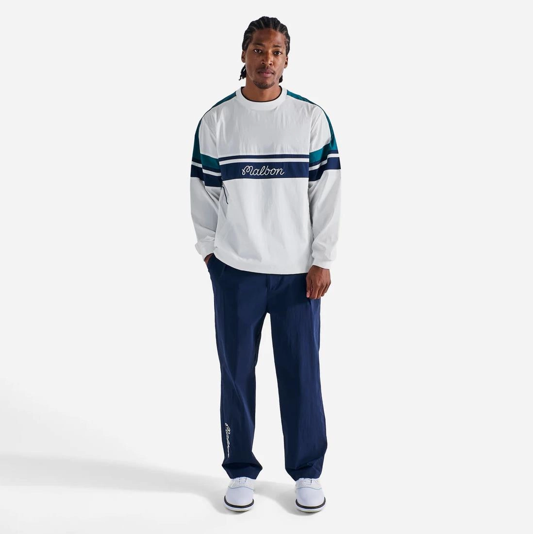 Sportiva Nylon Popover White Malbon Men's Golf Lifestyle Wear