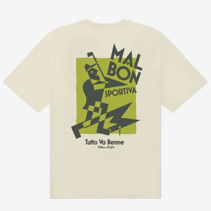Sportiva T-Shirt Cream Malbon Men's Golf Lifestyle Wear