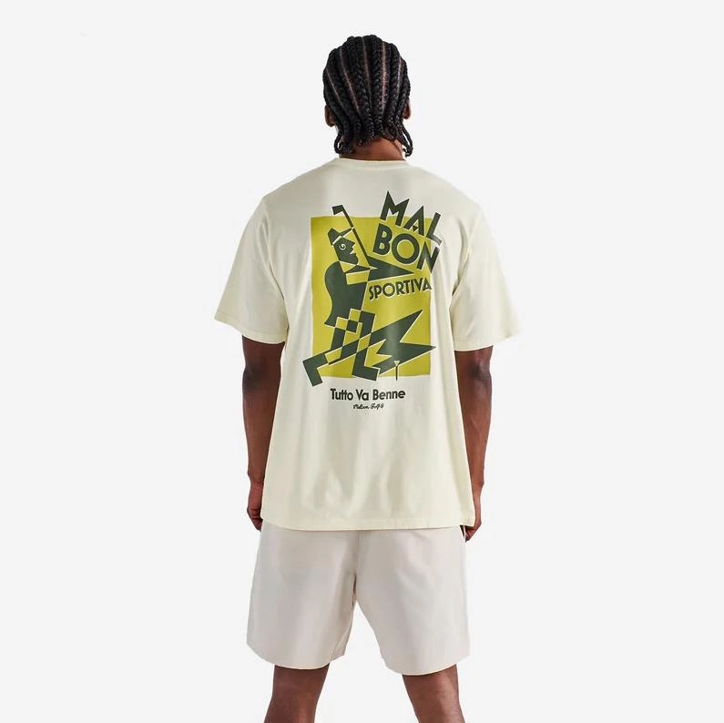 Sportiva T-Shirt Cream Malbon Men's Golf Lifestyle Wear