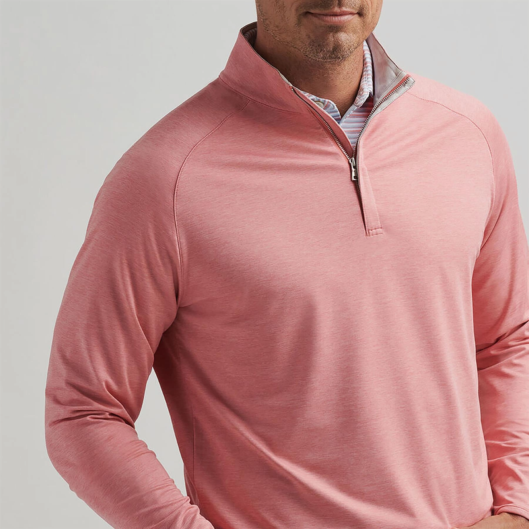 Stealth Performance Quarter Zip Mid Layer Pink Crepe Peter Millar Menswear Collection