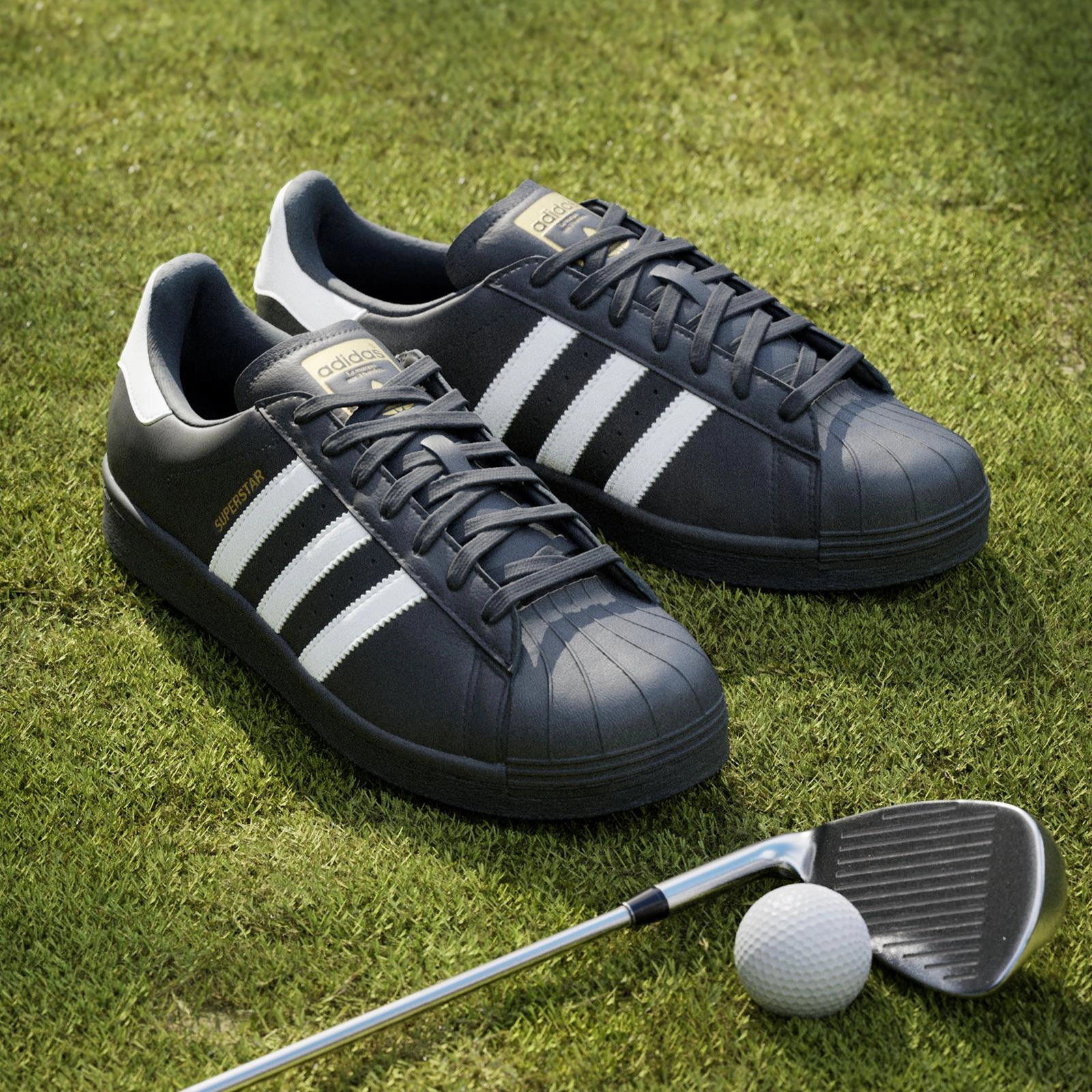 Superstar Spikeless Golf Shoes Black/White Adidas Men's Sportswear