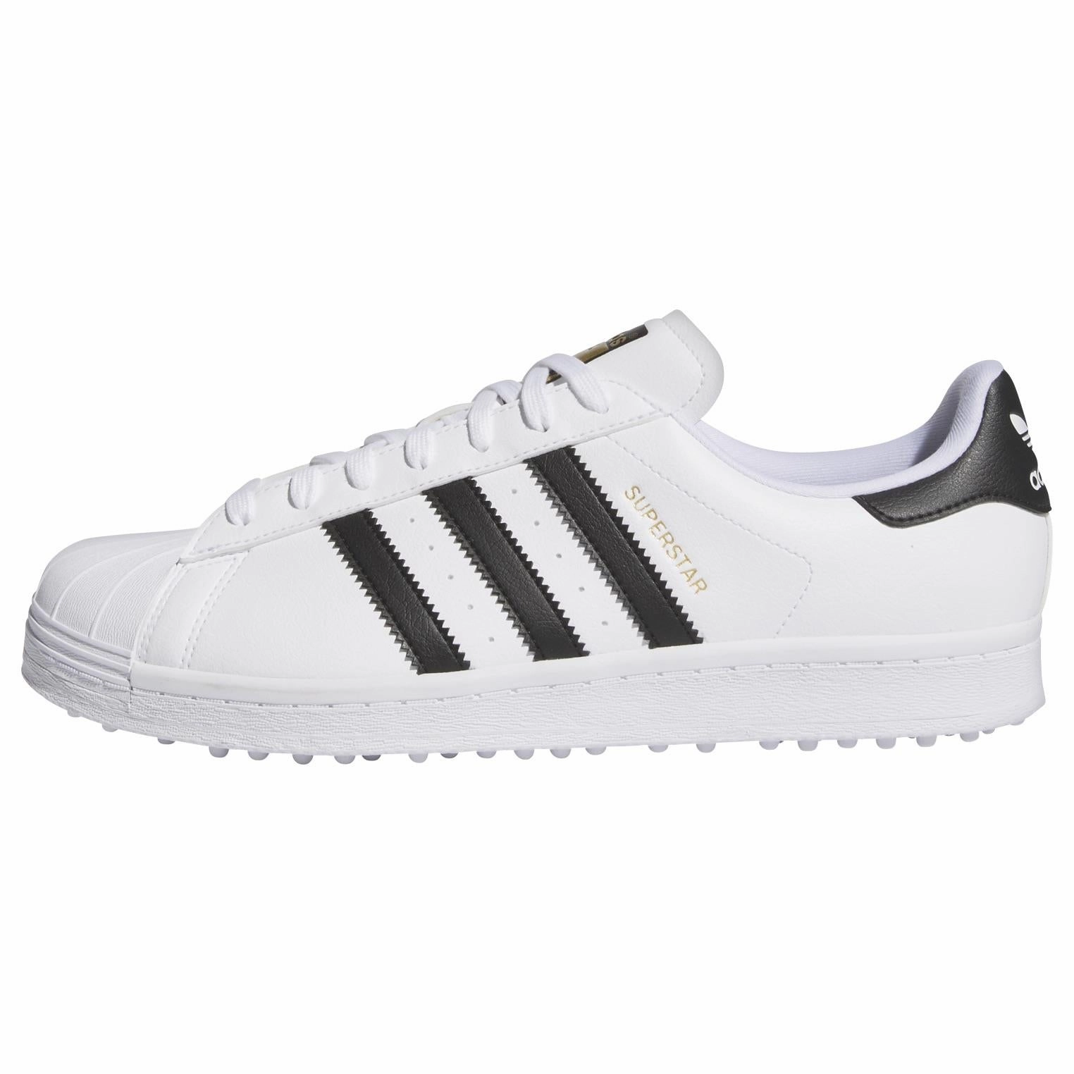 Superstar Spikeless Golf Shoes White/Black/Gold Adidas Men's Apparel