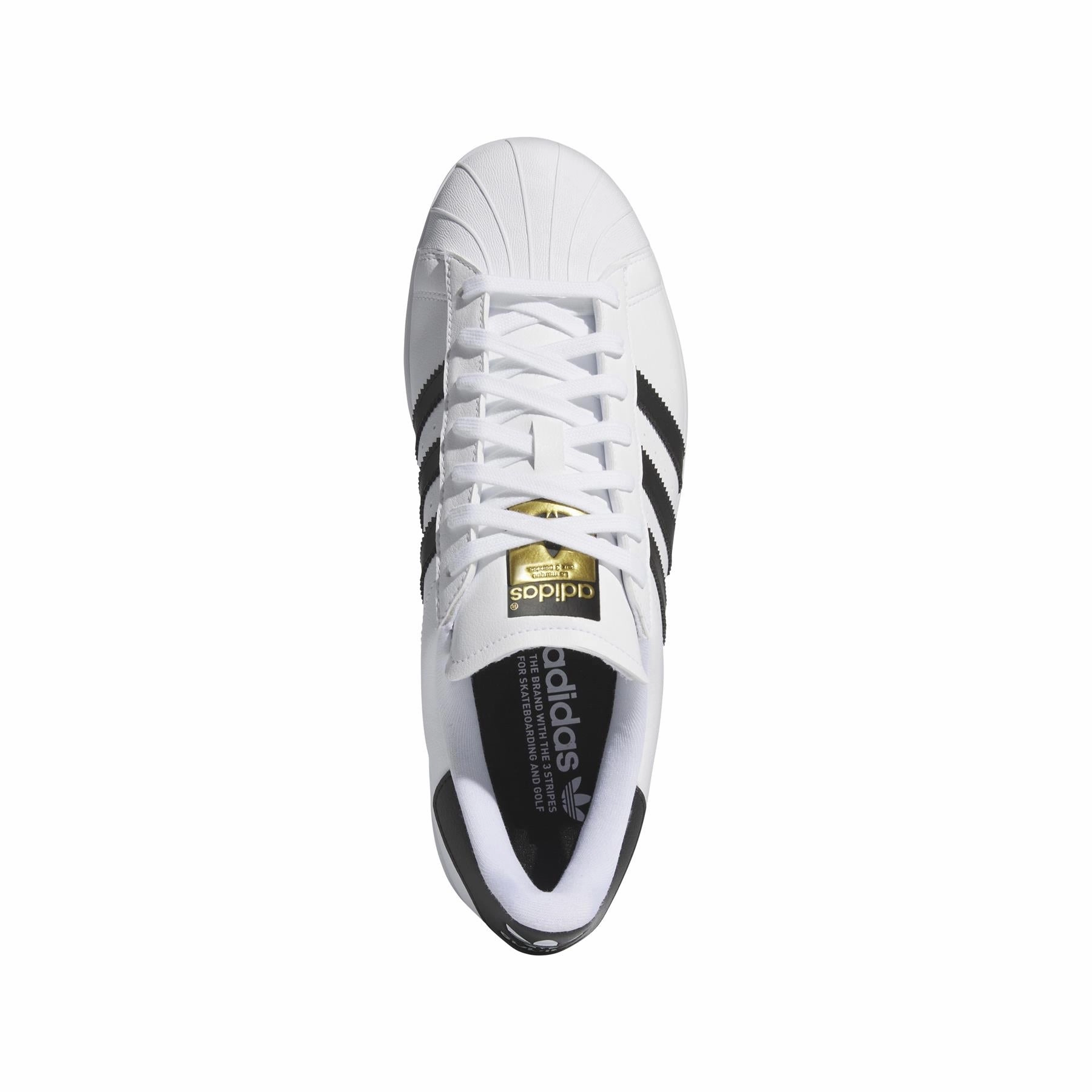 Superstar Spikeless Golf Shoes White/Black/Gold Adidas Men's Apparel
