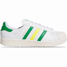 Superstar Spikeless Golf Shoes White/Green/Yellow Adidas sportswear for men