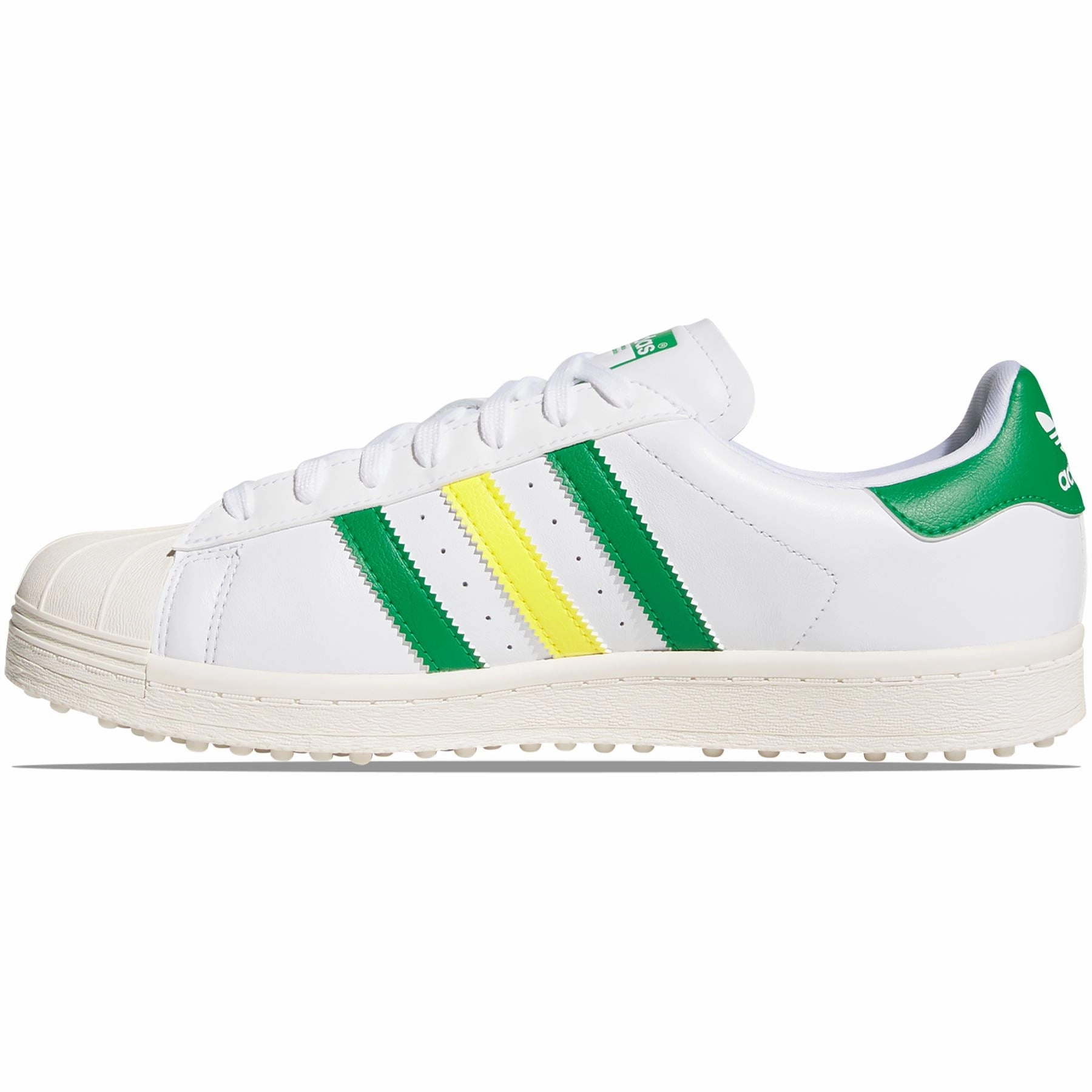 Superstar Spikeless Golf Shoes White/Green/Yellow Adidas Men's Apparel