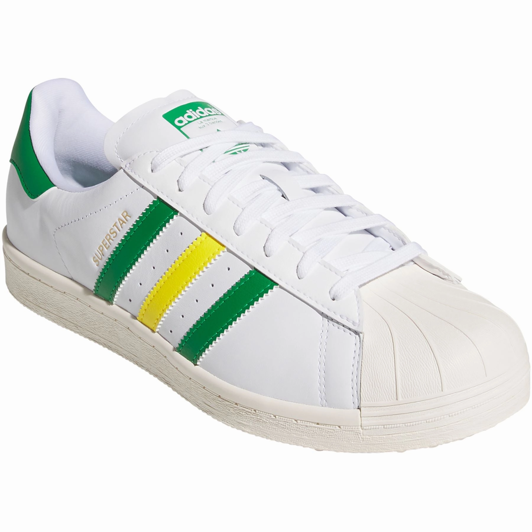 Superstar Spikeless Golf Shoes White/Green/Yellow Adidas Men's Apparel