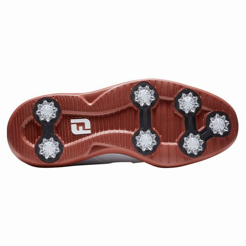 Sport-Inspired Footwear, Cushioned Sole Shoes FootJoy Traditions Blucher Golf Shoes White/Brick - 24 Men