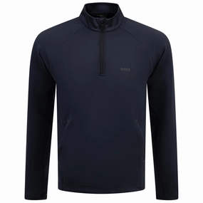 Sweat Active Quarter Zip Dark Blue Boss men's fashion and office attire
