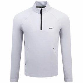 Sweat Active Quarter Zip Light Grey Boss men's fashion and office attire