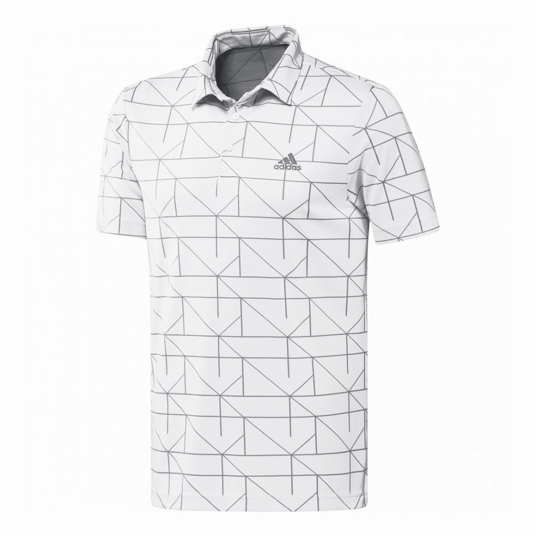 Tech Fabric Top adidas Jacquard Lines Primegreen Golf Shirt HA6116 Performance Layer golf mid layer top, mid-layer jacket, outdoor sportswear