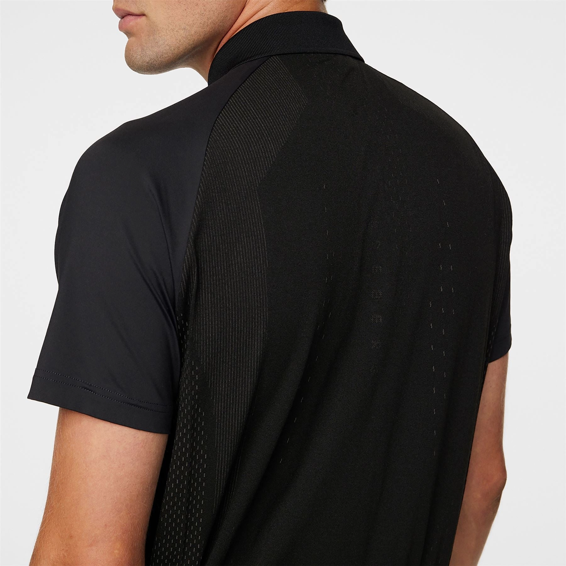 Tech Hybrid Regular Fit Polo Black J.Lindeberg Golfwear for Men