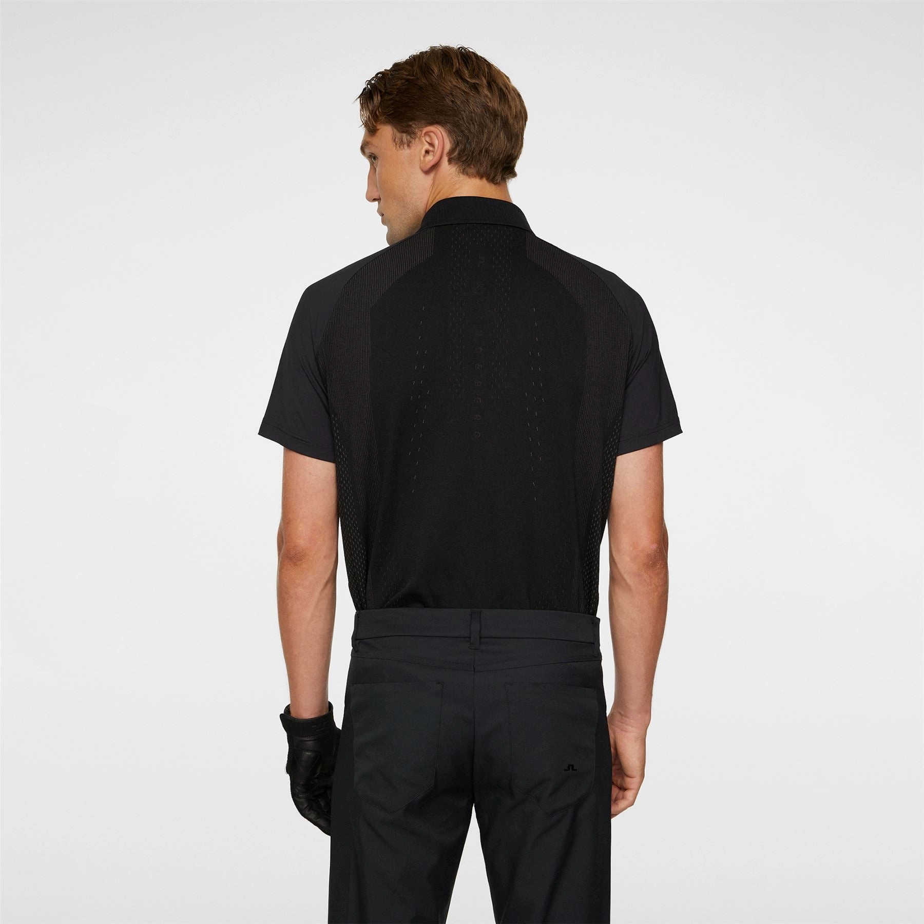 Tech Hybrid Regular Fit Polo Black J.Lindeberg Golfwear for Men