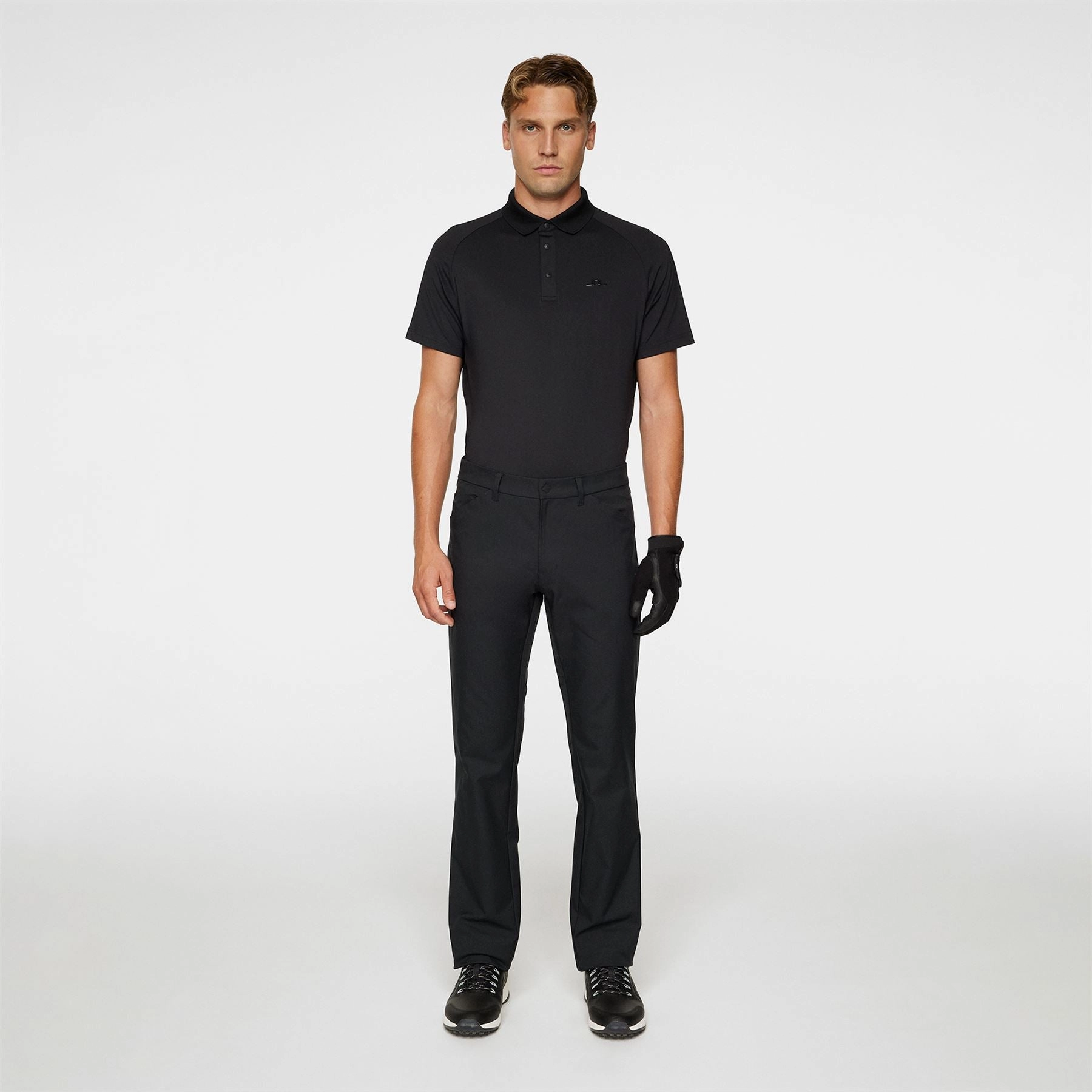 Tech Hybrid Regular Fit Polo Black J.Lindeberg Golfwear for Men