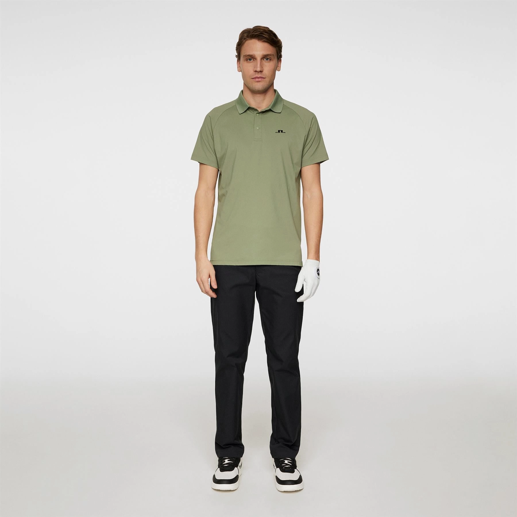 Tech Hybrid Regular Fit Polo Oil Green J.Lindeberg Golfwear for Men