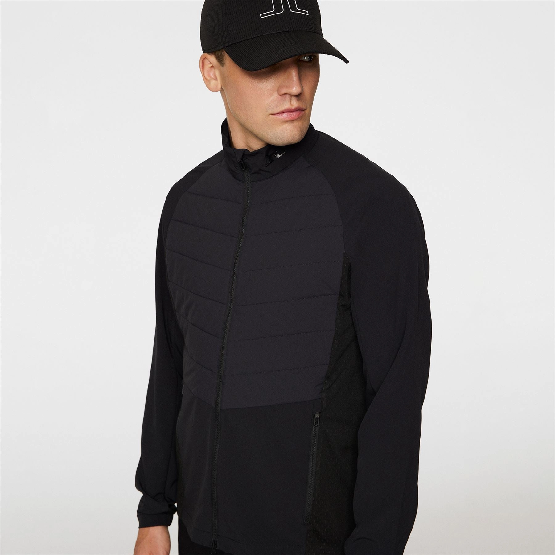 Tech Hybrid Softshell Jacket Black J.Lindeberg Golfwear for Men