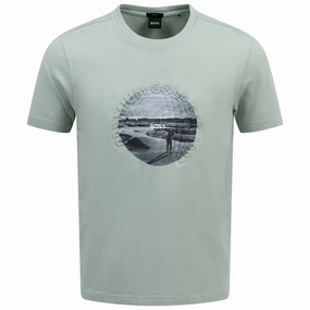 Tee Graphic Heritage T-Shirt Open Green Boss men's fashion and office attire