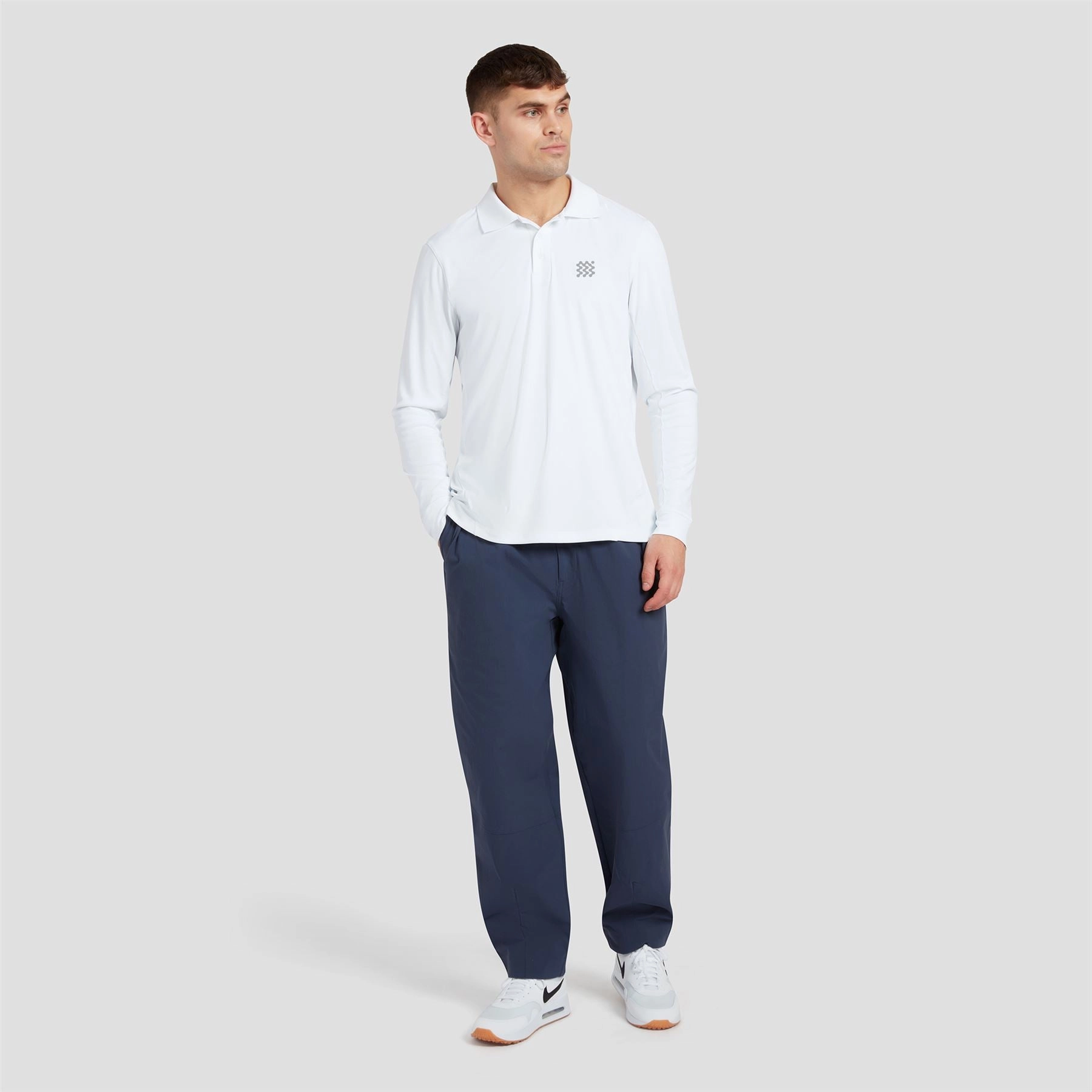 The Course LS Polo White Manors Men's Classic Apparel