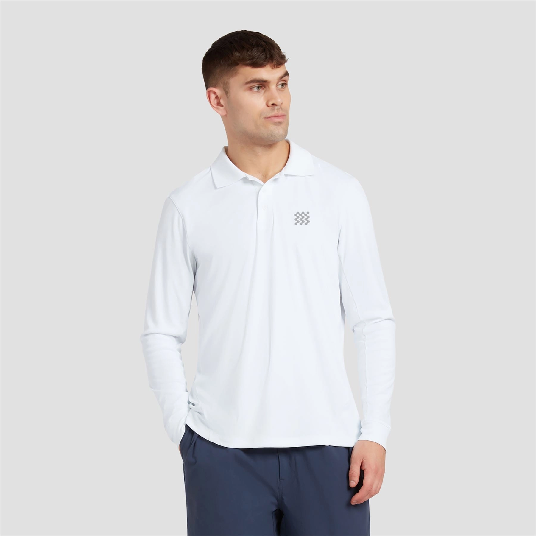 The Course LS Polo White Manors Men's Classic Apparel