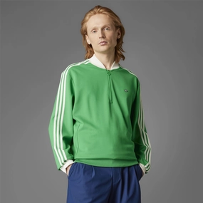 Three Stripes Quarter Zip Green Adidas sportswear for men
