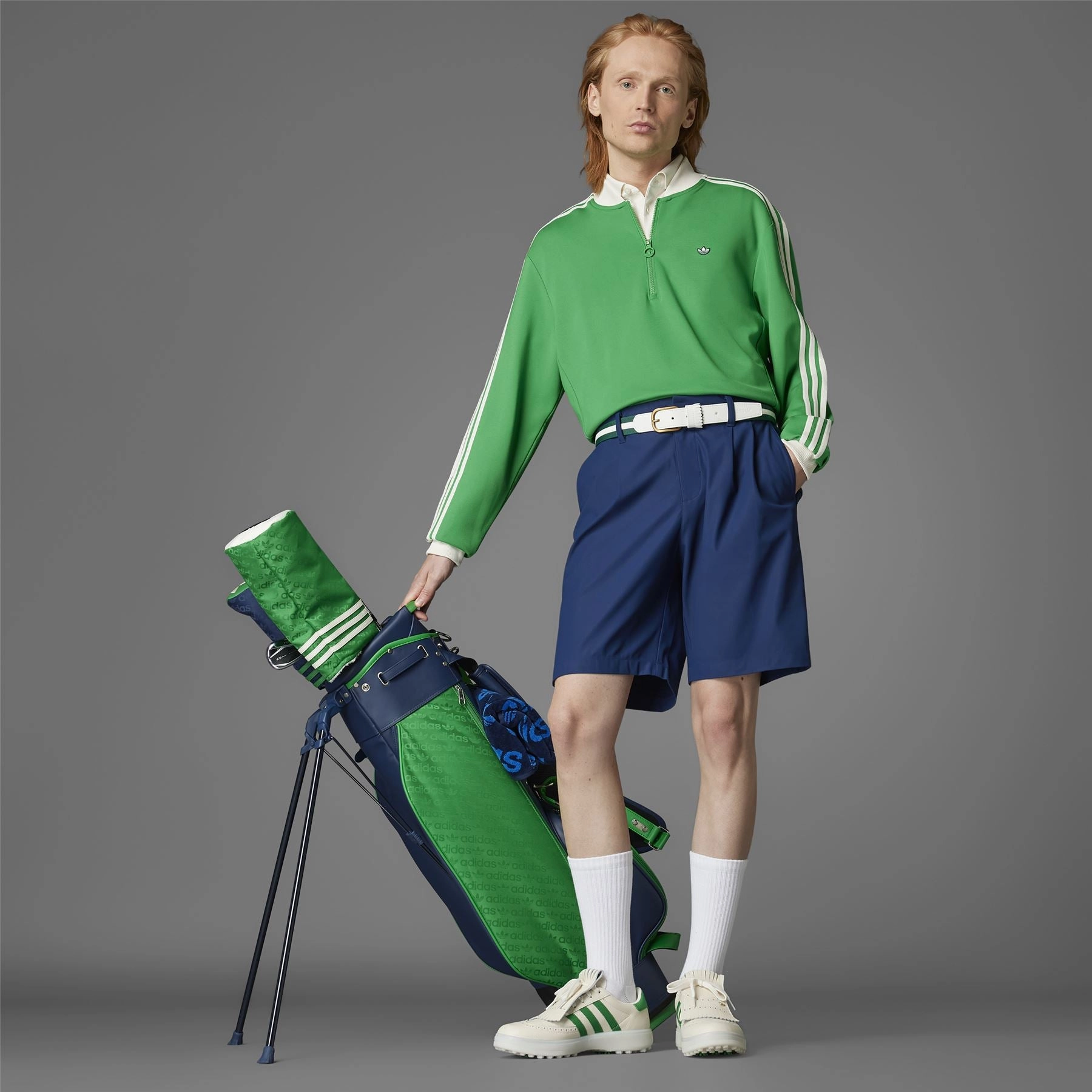 Three Stripes Quarter Zip Green Adidas Men's Apparel
