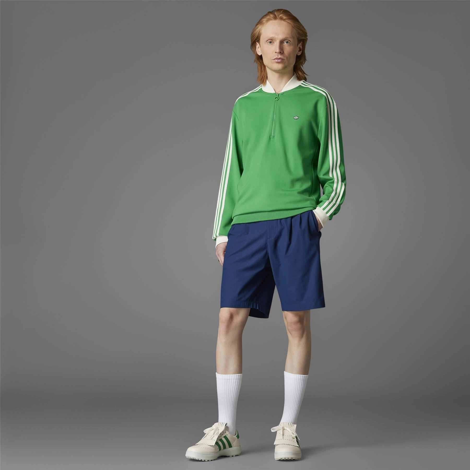 Three Stripes Quarter Zip Green Adidas Men's Apparel