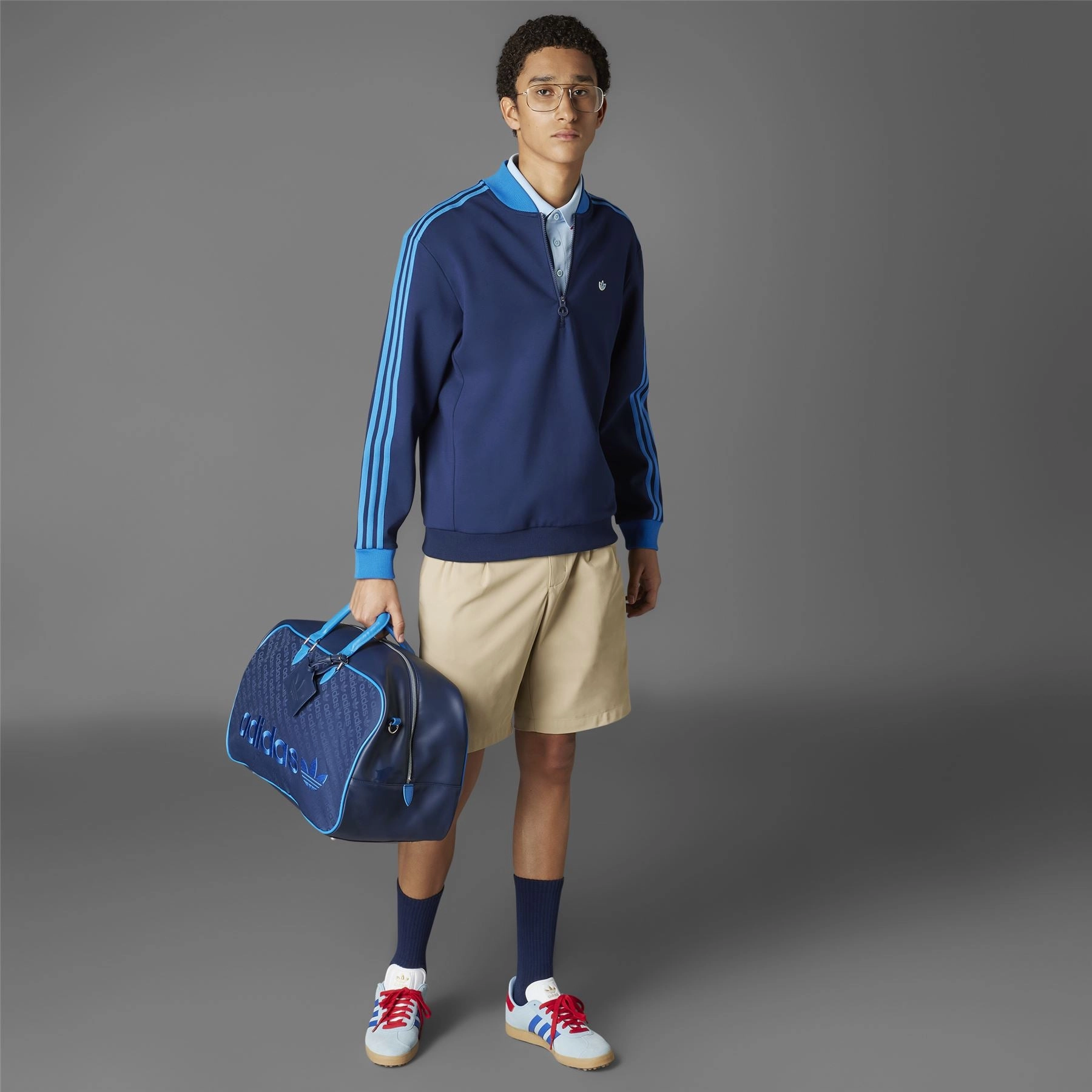 Three Stripes Quarter Zip Night Indigo Adidas Men's Apparel
