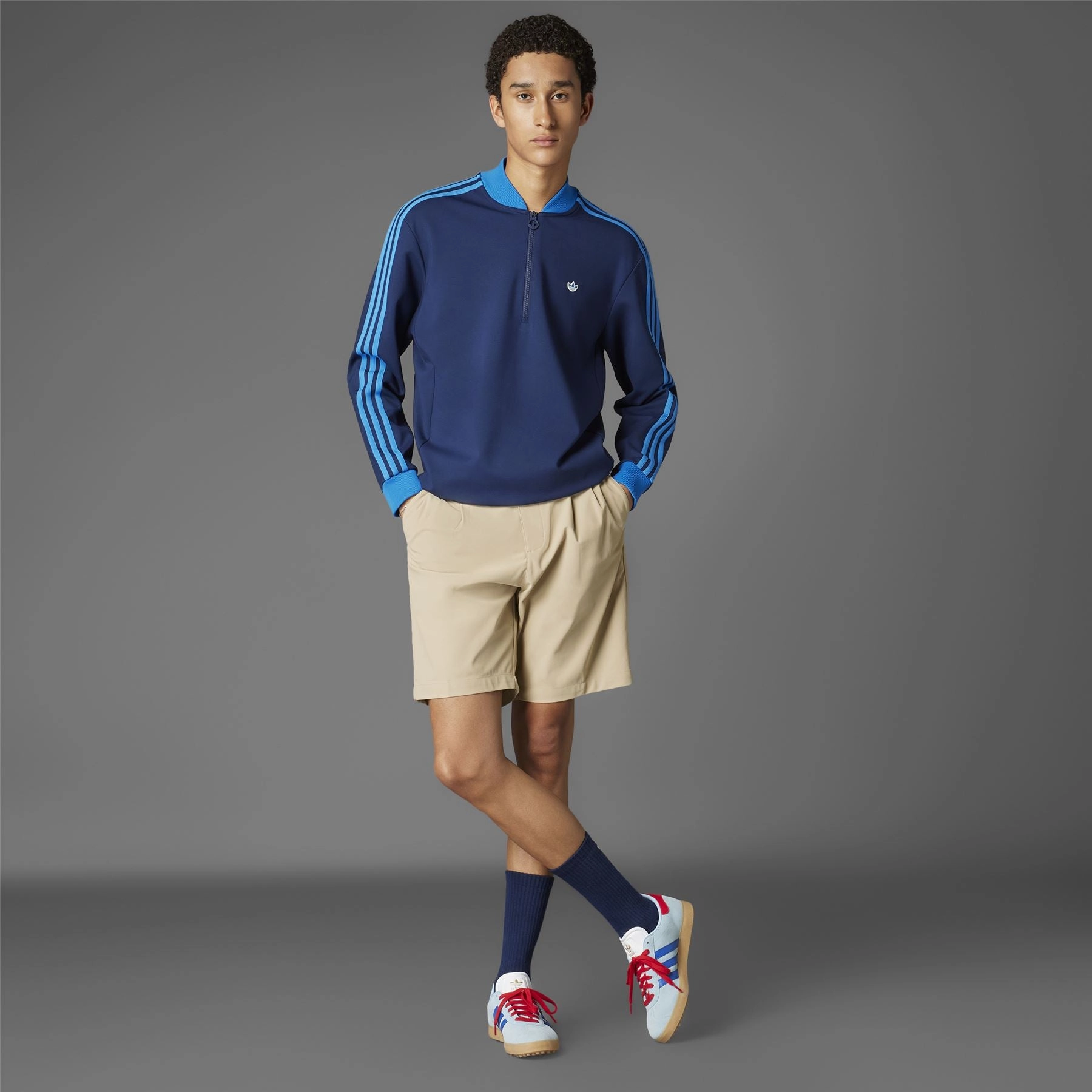 Three Stripes Quarter Zip Night Indigo Adidas Men's Apparel