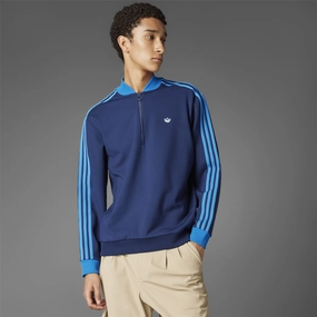 Three Stripes Quarter Zip Night Indigo Adidas sportswear for men