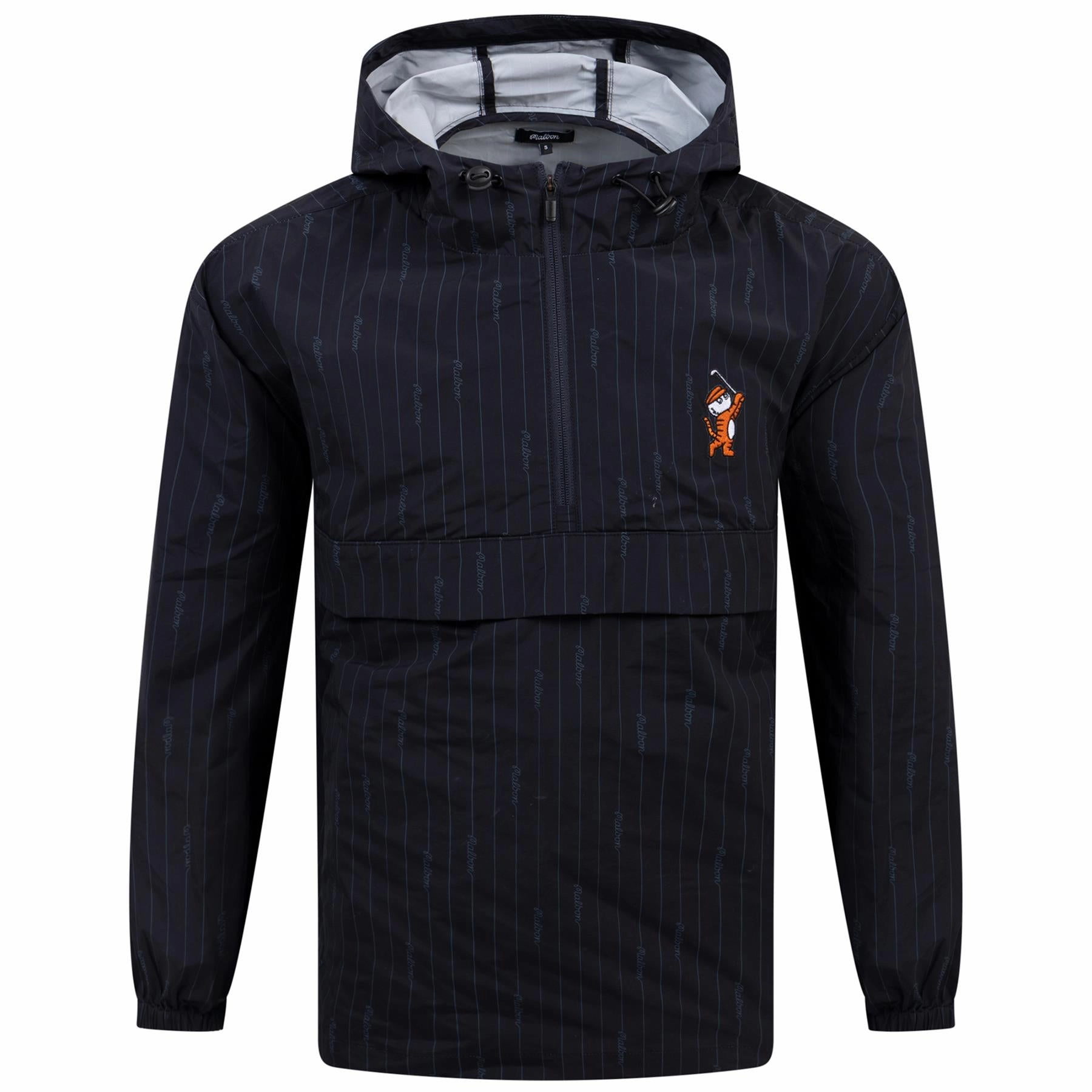 Tiger Buckets Nylon Anorak Black/Cool Grey Malbon mens golf lifestyle wear