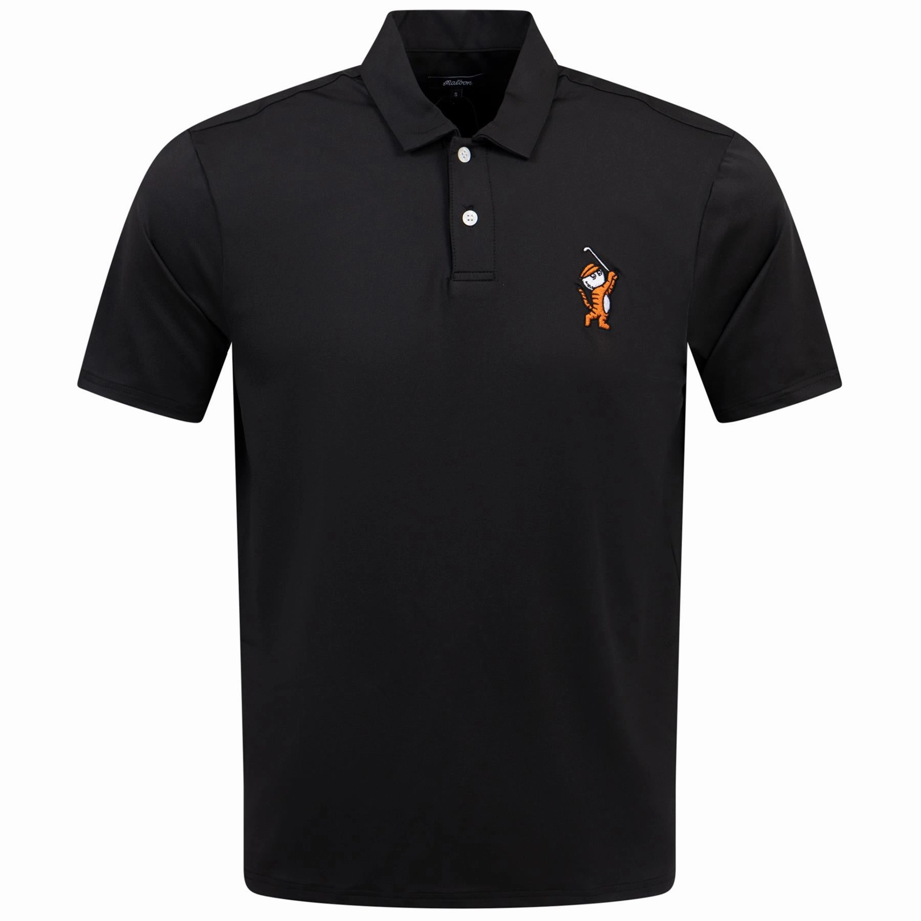 Tiger Buckets Performance Pique Polo Black Malbon mens golf lifestyle wear