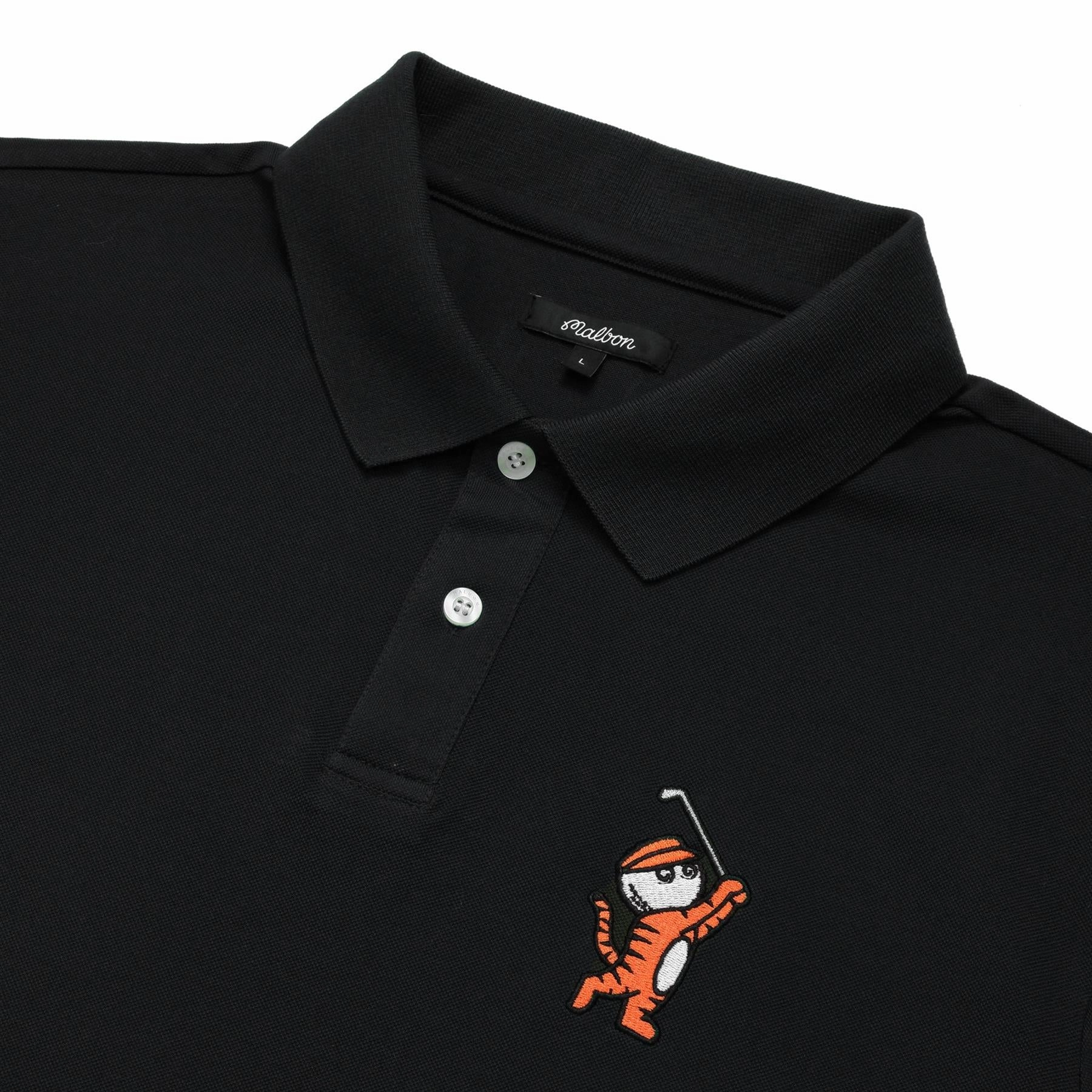 Tiger Buckets Performance Pique Polo Black Malbon Men's Golf Lifestyle Wear