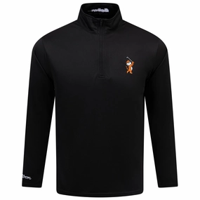 Tiger Buckets Performance Quarter Zip Mid Layer Black Malbon mens golf lifestyle wear