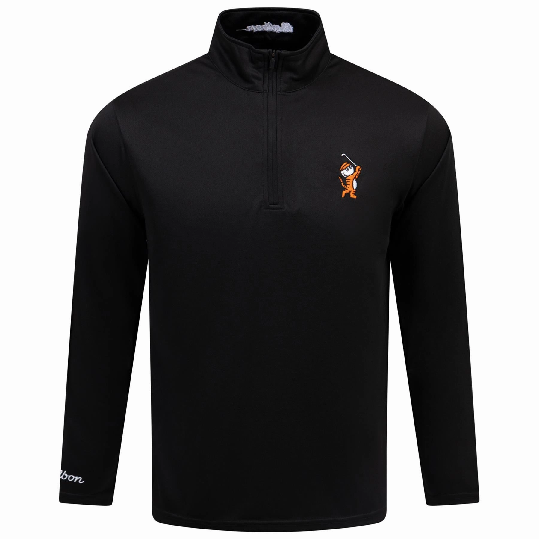 Tiger Buckets Performance Quarter Zip Mid Layer Black Malbon mens golf lifestyle wear