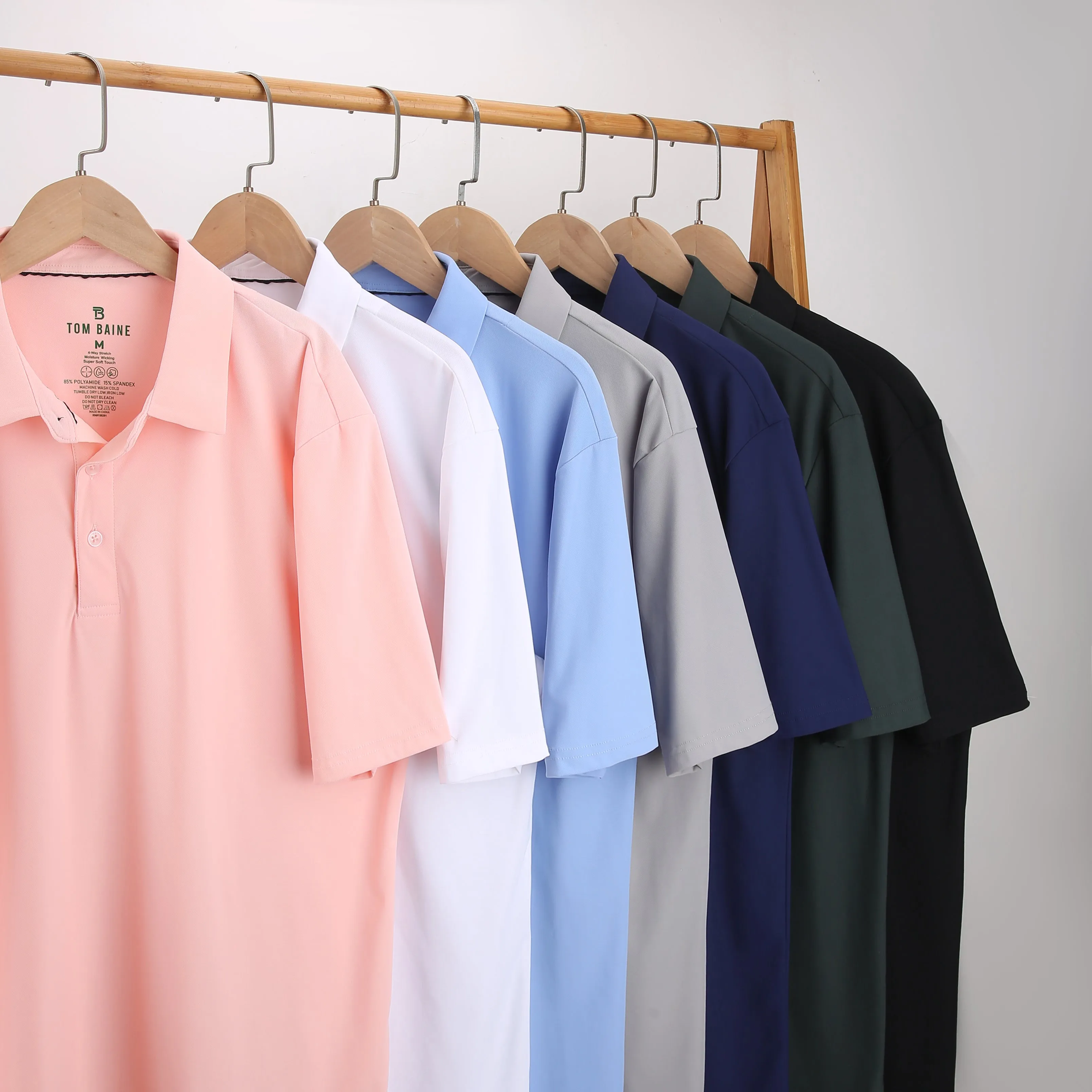 Tom Baine Men's Performance Stretch Solid Short Sleeve Polo ecco Shoes