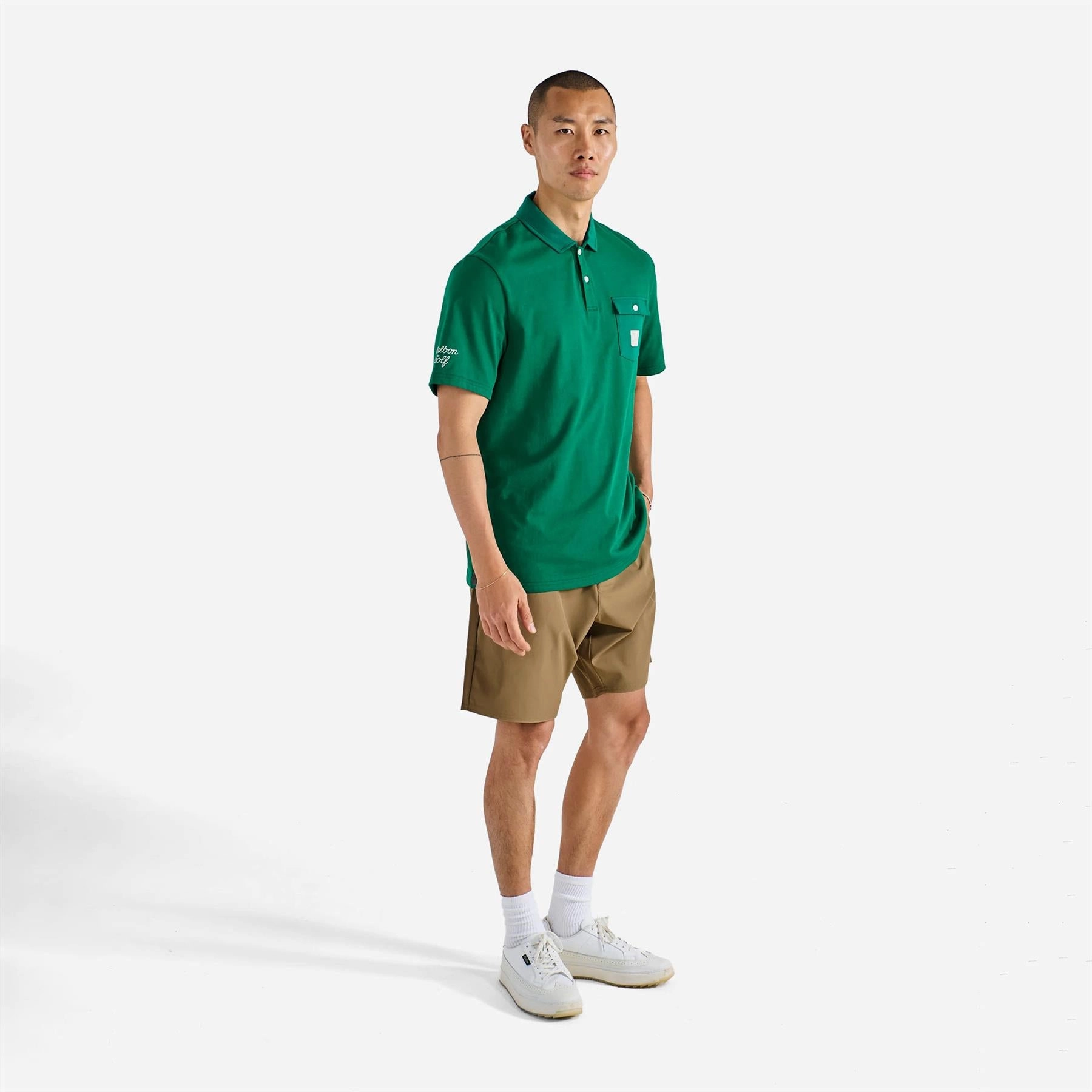 Tonino Hybrid Solid Shorts Dark Khaki Malbon Men's Golf Lifestyle Wear